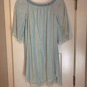 Off-the-Shoulder Denim Wash Dress